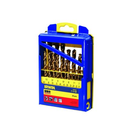 IRWIN Set de burghie cu șurub 19 bucăți HSS TiN cilindric (1-10 mm)