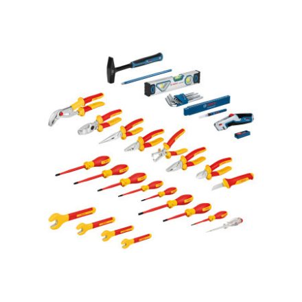 BOSCH Set de scule manuale pentru electricieni, 37 piese în valiză (21 piese VDE + 16 piese diverse)