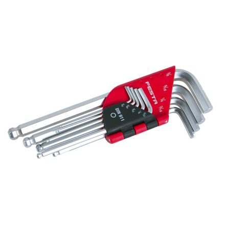 FESTA Set chei hexagonale cu cap sferic 9 piese 1/16"-3/8" CrV