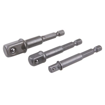 Set de adaptoare pentru chei tubulare 3 părți 1/4" Hex -> 1/4", 3/8", 1/2" pătrat CrV