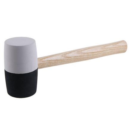 Cioc din cauciuc 900 g maner din lemn 65 mm alb-negru