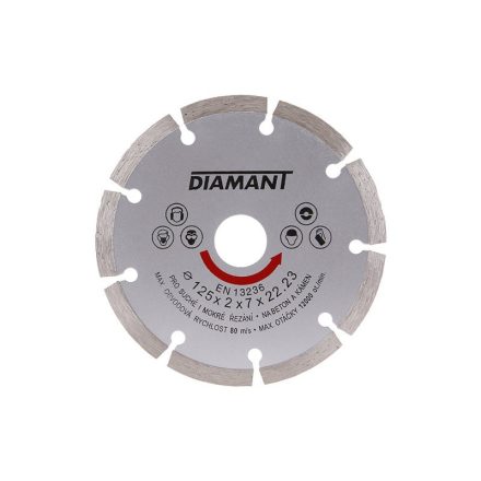 DIAMANT Disc de tăiere cu diamant 125 x 2,0 x 7,0 x 22,2 mm segmentat