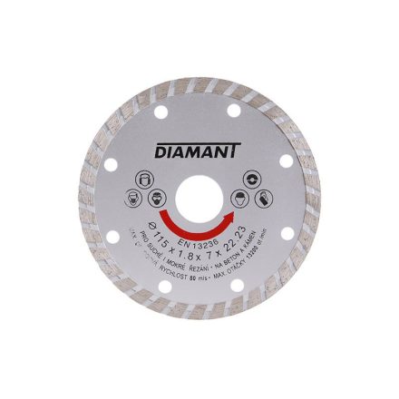 DIAMANT Disc de tăiere cu diamant 115 x 1,8 x 7,0 x 22,2 mm turbo
