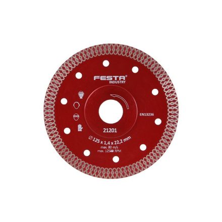 Disc de tăiere cu diamant FESTA 125 x 1,4 x 22,2 mm continuu