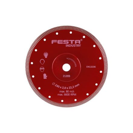Disc de tăiere cu diamant FESTA 200 x 2,0 x 25,4 mm turbo