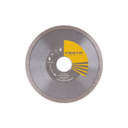 Disc de tăiere cu diamant FESTA 115 x 2,0 x 22,2 mm continuu