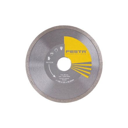 Disc de tăiere cu diamant FESTA 125 x 2,0 x 22,2 mm continuu