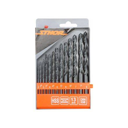 STHOR Set de burghie cu șurub 13 bucăți 2,0-8,0 mm HSS