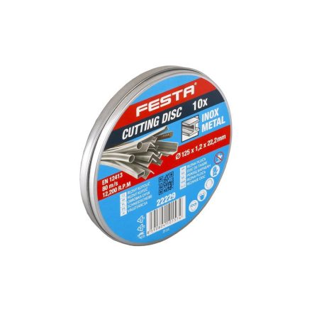 Disc de tăiere FESTA pentru metal în cutie metalică 115 x 1 x 22,2 mm (10 buc)