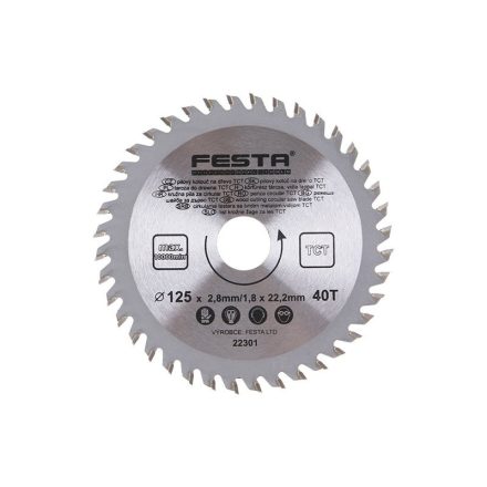 FESTA Pânză de ferăstrău pentru lemn 125 x 22,2 x 1,8 mm / 40T