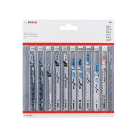 Set de lame de ferăstrău puzzle BOSCH 10 piese clemă T (lemn, metal, PVC)