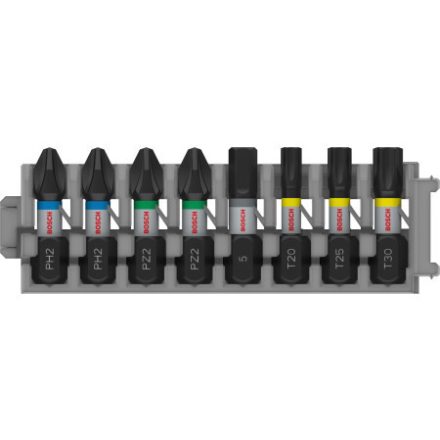 BOSCH PRO Set de vârfuri de impact 8 bucăți 25m (PH2x2 / PZ2x2 / H5/T20/T25/T30x1 buc) 1/4" Hex
