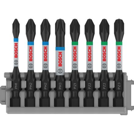BOSCH PRO Set de vârfuri de șurubelniță 8 piese 55 mm (PH1, PH2 x 2, PH3, PZ1, PZ2 x 2, PZ3) Pick & Click