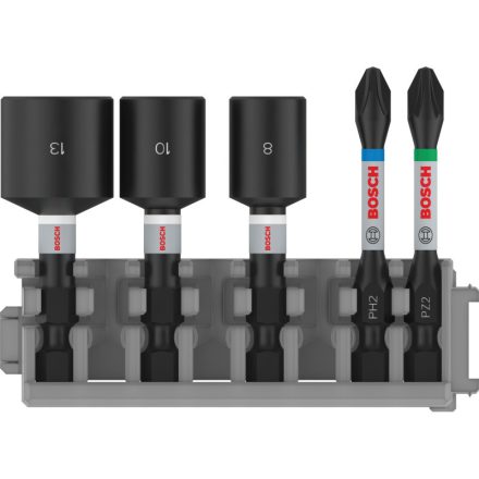 BOSCH PRO Set vârfuri și șurubelnița 5 piese 50 mm (PH2,PZ2 / 8,10,13 mm) Pick & Click