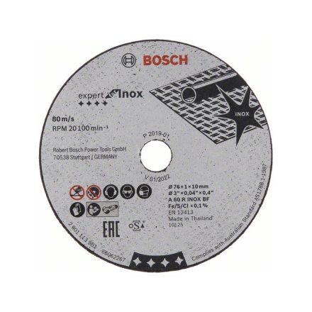 BOSCH Disc de tăiere pentru metal 76 x 1,0 x 10 mm drept Expert pentru Inox (5 buc)