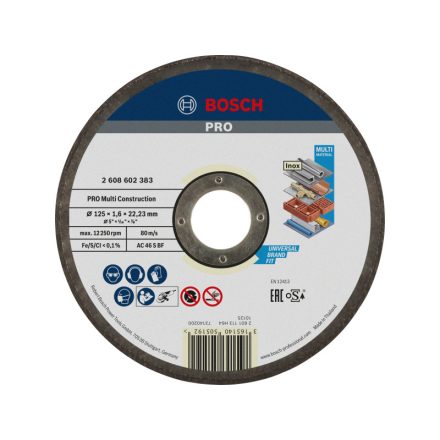 BOSCH PRO Vágókorong Multi Material 125 x 1,6 x 22,2 mm AC 46 S BF (oSa)
