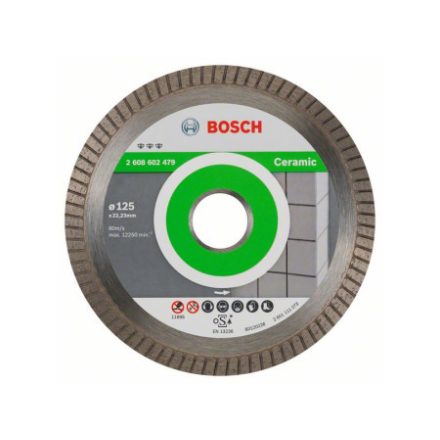 Disc de tăiere cu diamant BOSCH 125 x 1,4 x 7,0 x 22,2 mm turbo Cel mai bun pentru ceramică