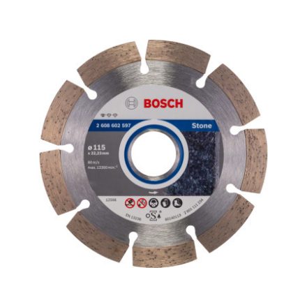 BOSCH Disc de tăiere cu diamant 115 x 1,6 x 10 x 22,2 mm segmentat Standard for Stone