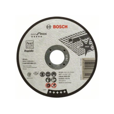 BOSCH Disc de tăiere pentru metal 125 x 0,8 x 22,2 mm drept Best for Inox - Rapido
