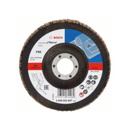 Disc abraziv lamelă BOSCH conică 125 x 22,2 / P60 oxid de aluminiu X431