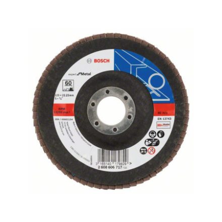 BOSCH Disc de șlefuit lamelă conic 125 x 22,2 / P60 zirconiu-corindon X551 inox