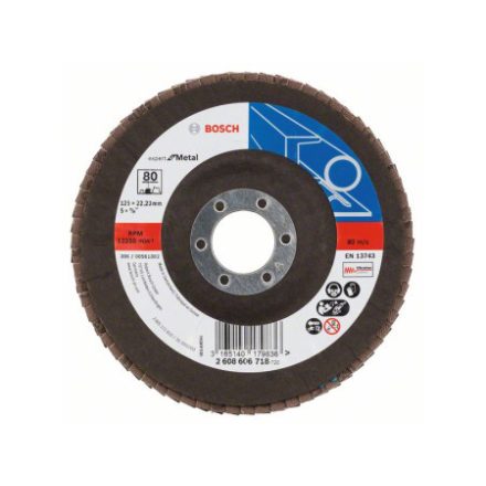 BOSCH Disc de șlefuit lamelă conic 125 x 22,2 / P80 zirconiu-corindon X551 inox