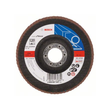 Disc abraziv lamelă BOSCH conică 125 x 22,2 / P120 zirconiu-corindon X551 inox