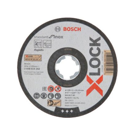 BOSCH Disc de tăiere pentru metal 125 x 1,0 x 22,2 mm inox drept WA 60 T BF X-LOCK