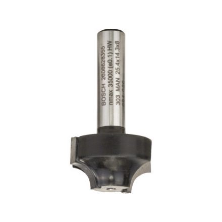 BOSCH Freză cu profil "E" cu rulment de bile din carburi 25,4 (r=6,3 mm) x 14 x 46 x 8 mm