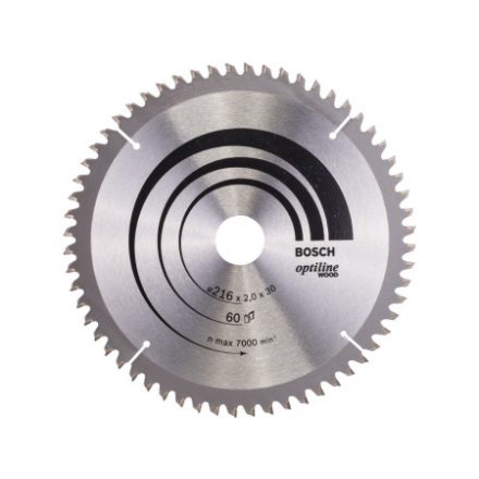 BOSCH Disc de tăiere pentru lemn 216 x 30 x 2,0 mm / 60T Optiline Wood ATB / N