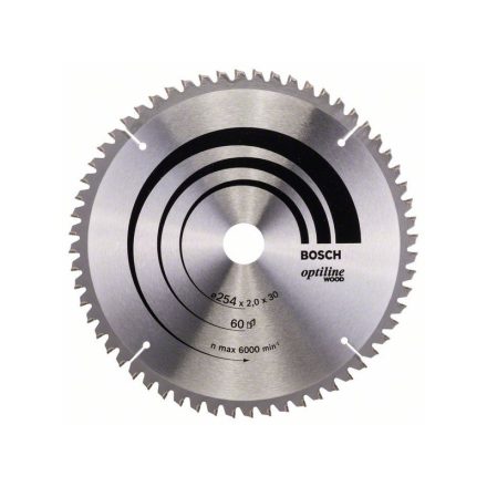 Pânză de ferăstrău BOSCH pentru lemn 254 x 30 x 2,0 mm / 60T Optiline Wood ATB