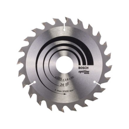 BOSCH Disc de tăiere pentru lemn 165 x 30/20 x 2,6 mm / 24T Optiline Wood ATB