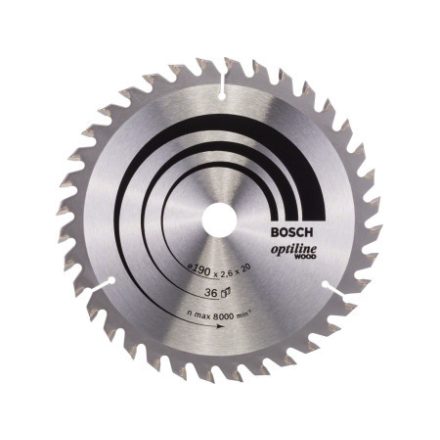 BOSCH Disc de tăiere pentru lemn 190 x 20/16 x 2,6 mm / 36T Optiline Wood ATB
