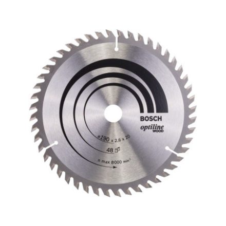 BOSCH Disc de tăiere pentru lemn 190 x 20/16 x 2,6 mm / 48T Optiline Wood ATB