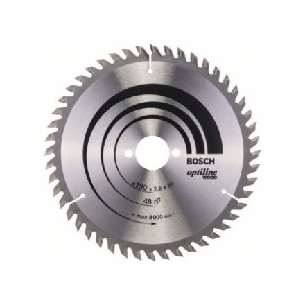 Pânză de ferăstrău BOSCH pentru lemn 190 x 30 x 2,6 mm / 48T Optiline Wood ATB