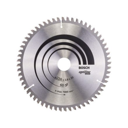BOSCH Disc de tăiere pentru lemn 216 x 30 x 2,8 mm / 60T Optiline Wood ATB / N