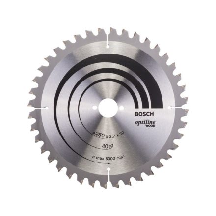 BOSCH Fűrésztárcsa fához 250 x 30 x 3,2 mm / 40T Optiline Wood ATB / N