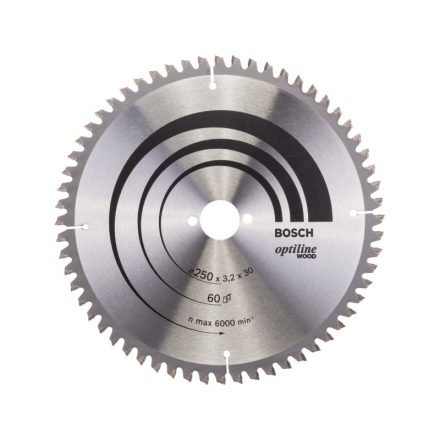 BOSCH Fűrésztárcsa fához 250 x 30 x 3,2 mm / 60T Optiline Wood ATB / N