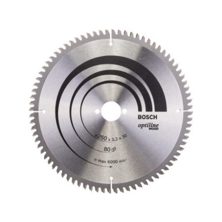 BOSCH Disc de tăiere pentru lemn 250 x 30 x 3,2 mm / 80T Optiline Wood ATB / N