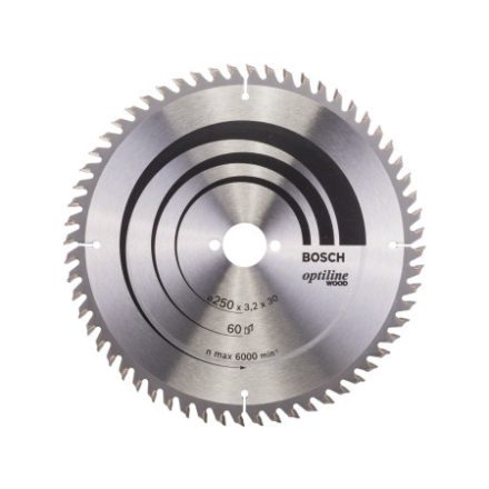 BOSCH Disc de tăiere pentru lemn 250 x 30 x 3,2 mm / 60T Optiline Wood ATB / KW