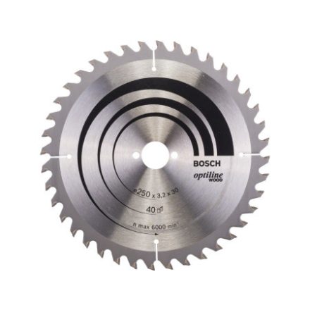 BOSCH Disc de tăiat pentru lemn 250 x 30 x 3,2 mm / 40T Optiline Wood ATB / UW