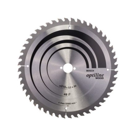 BOSCH Disc de tăiere pentru lemn 315 x 30 x 3,2 mm / 48T Optiline Wood ATB / UW