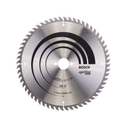 BOSCH Disc de tăiere pentru lemn 250 x 30 x 3,2 mm / 60T Optiline Wood ATB