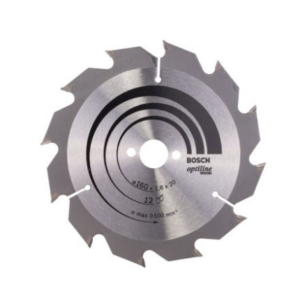 BOSCH Disc de tăiere pentru lemn 160 x 20/16 x 1,8 mm / 12T Optiline Wood ATB