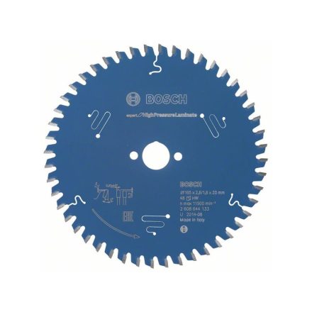 Pânză de ferăstrău BOSCH pentru plăci laminate 165 x 20 x 2,6 mm / 48T Expert pentru laminat de înaltă presiune