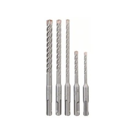 Set de găurit pentru rocă BOSCH 5X, 5 piese, cu patru tăișuri SDS-Plus (5 / 6 x 110 mm; 6 / 8 / 10 x 160 mm)