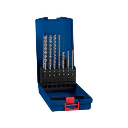 BOSCH EXPERT 7X Set de foraj pentru rocă, 7 piese, cu patru tăișuri SDS-Plus (5/6/8 x 115 mm; 6/8/10/12 x 165 mm)