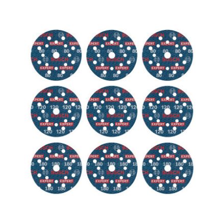 BOSCH EXPERT O780 Set de discuri abrazive cu fixare velcro 9 piese 125 mm cu granulație ceramică