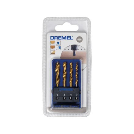 DREMEL Set de burghie pentru lemn 4 piese cu acoperire de titan (3-4-5-6 mm)