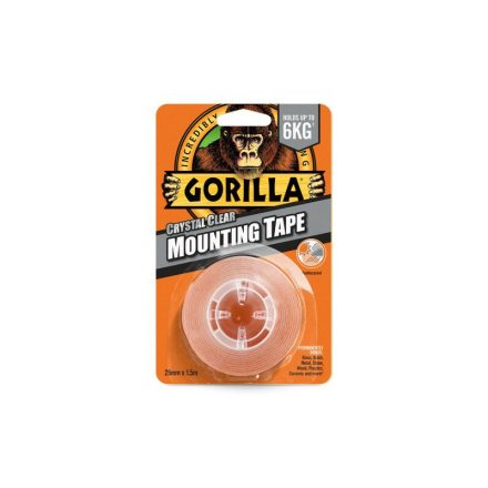 GORILLA Bandă adezivă cu două fețe transparentă 25,4 mm x 1,52 m